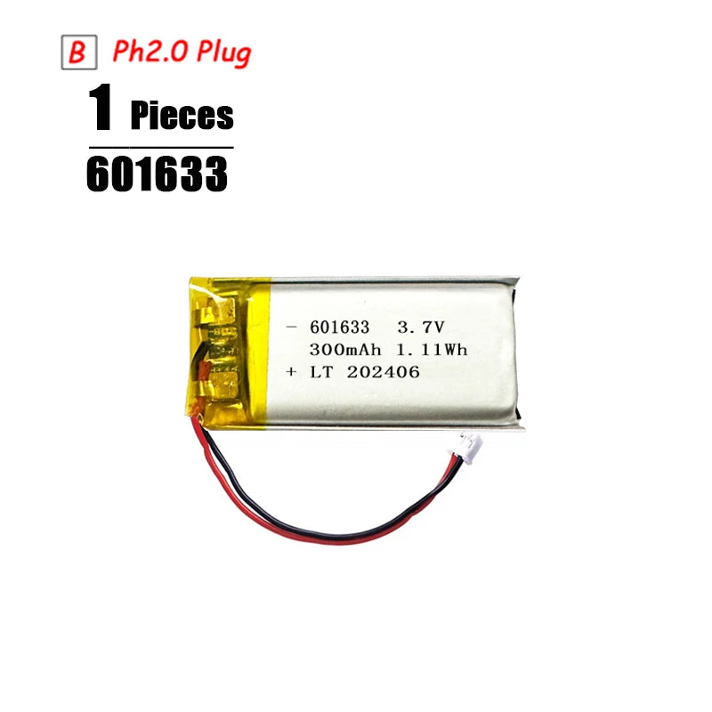 3.7V LiPo Rechargeable Battery – PH2.0 Plug for GPS, Bluetooth Speaker, PS4, Humidifier & MP3/MP4