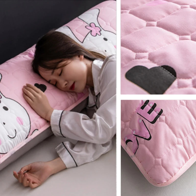Quilted Long Body Pillow Case – Soft Cotton Cartoon Print, 120/150/180cm