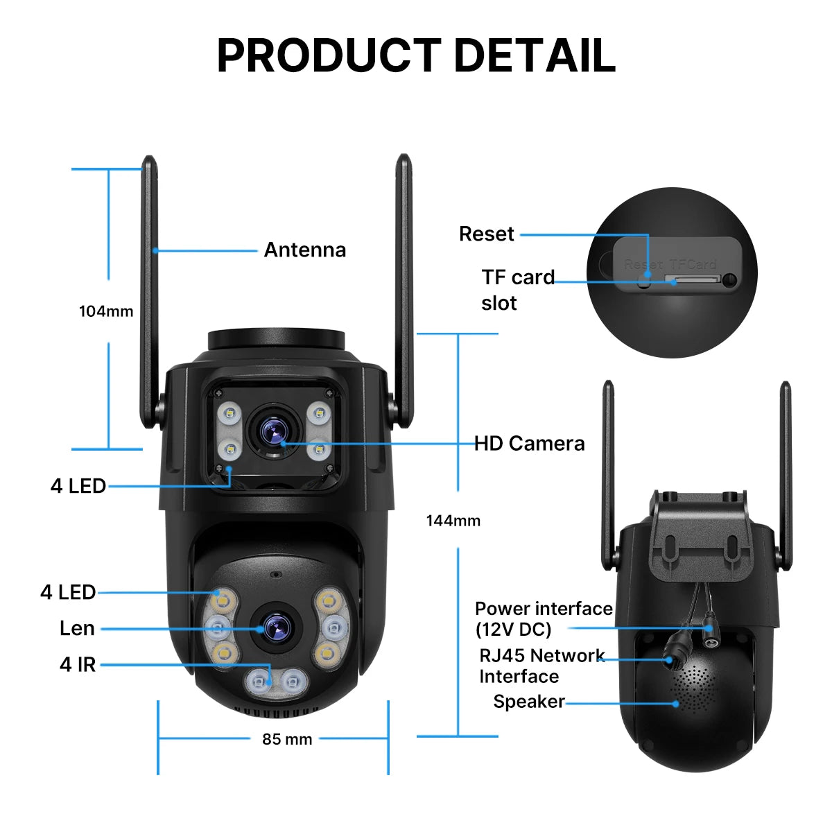 8MP Dual Lens WiFi PTZ Outdoor Security Camera – AI Auto Tracking, Color Night Vision, 2-Way Audio