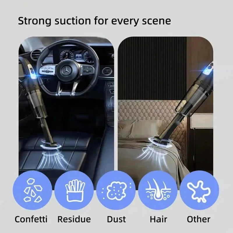 Cordless Handheld Car Vacuum — 6000Pa Wet & Dry Portable Vacuum with HEPA Filter