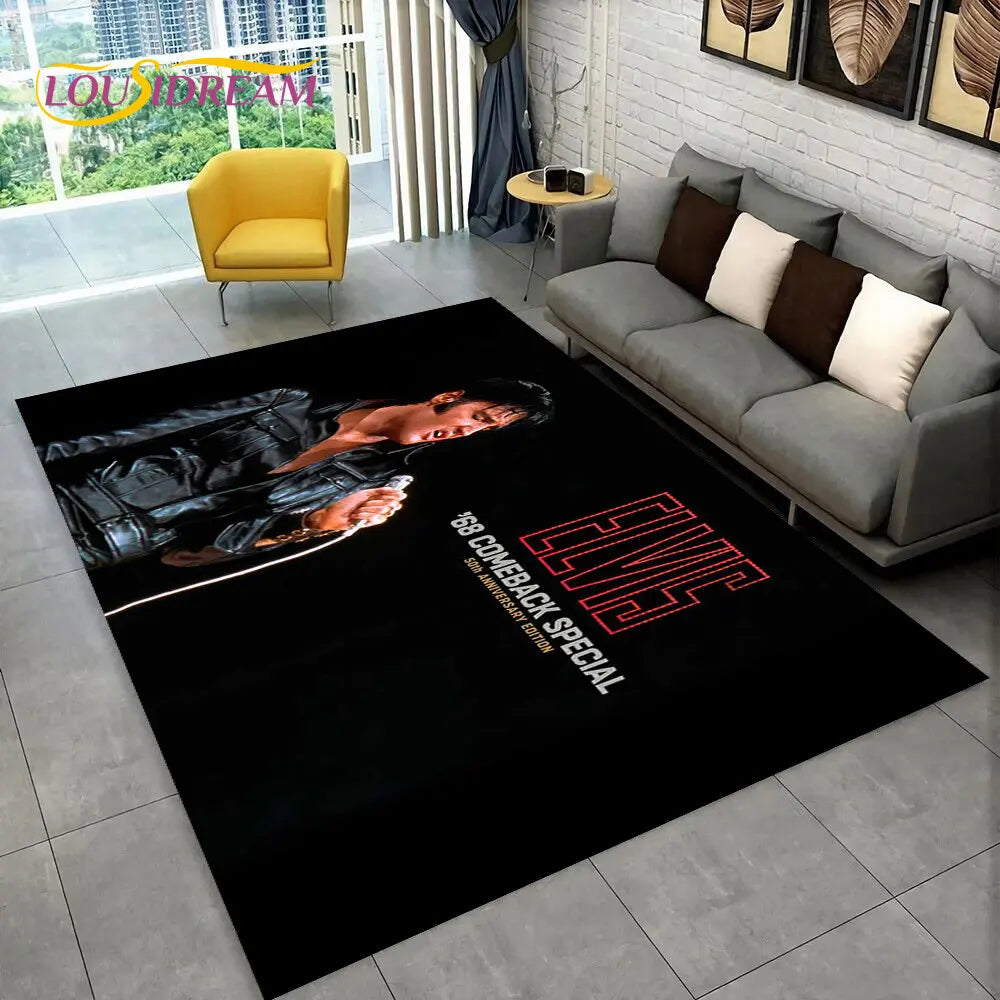 The King Elvis Presley Retro Area Rug,Carpet Rug for Living Room Bedroom Sofa Doormat Decoration,kids Play Non-slip Floor Mat 3D
