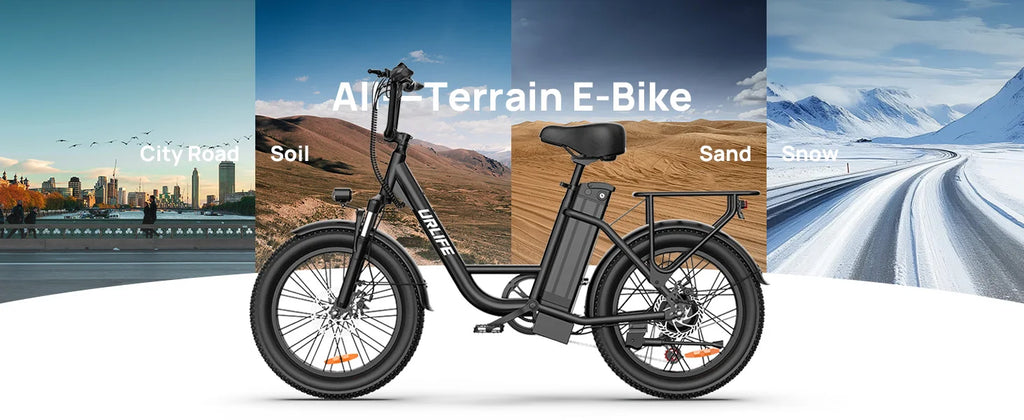 URLIFE E20 1000W Fat Tire Electric Bike — 48V 13Ah, 28MPH, 80-Mile Range, 7-Speed, Dual Disc Brake