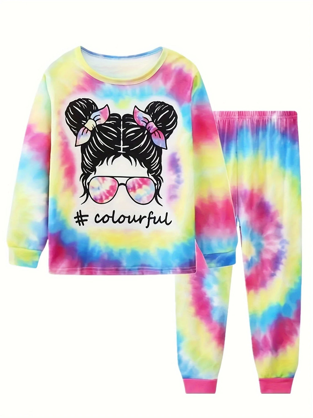 Girls' Unicorn Cartoon Long Sleeve Pajamas | 2-Piece Kids Sleepwear Set