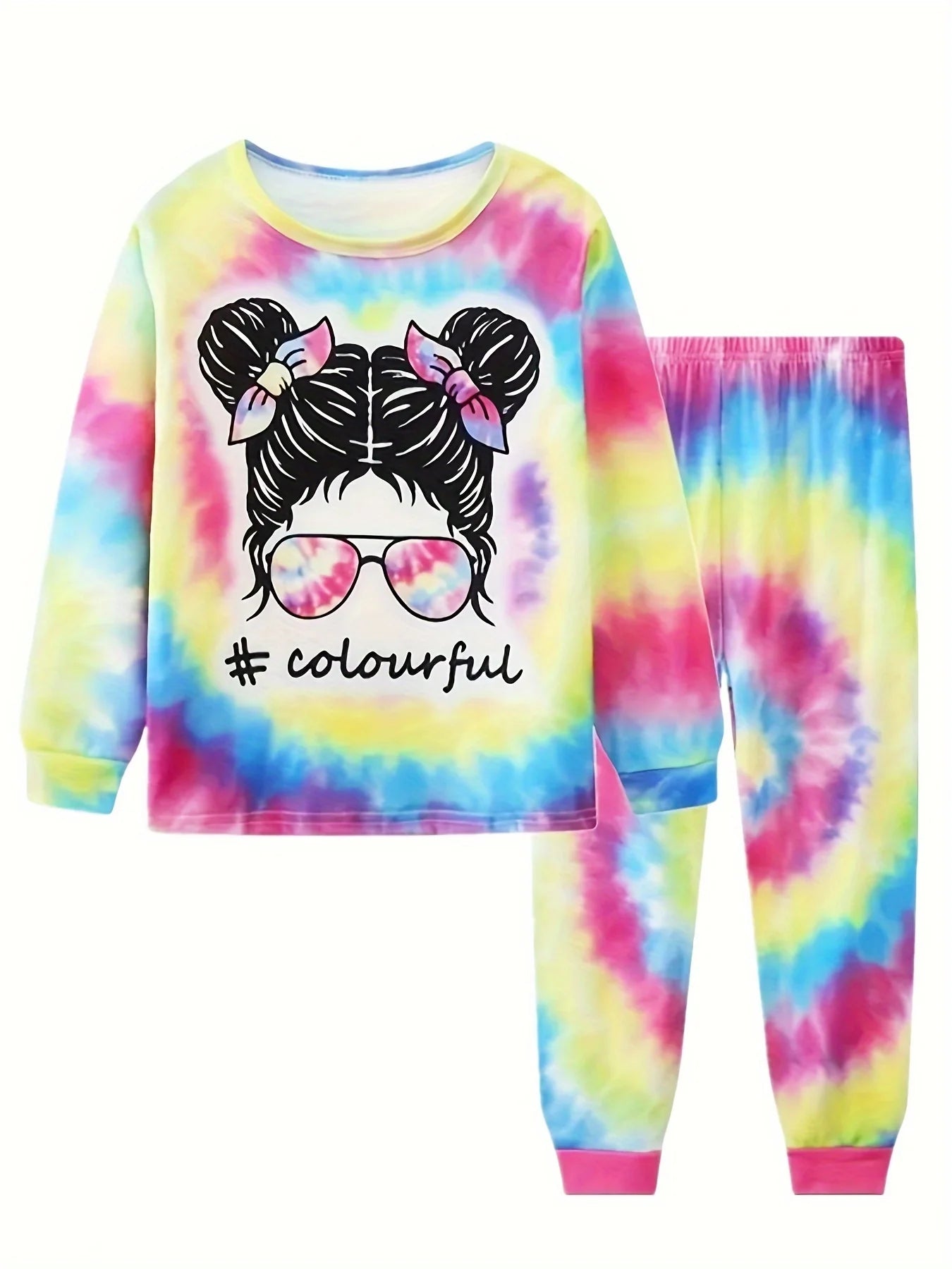 Girls' Unicorn Cartoon Long Sleeve Pajamas | 2-Piece Kids Sleepwear Set
