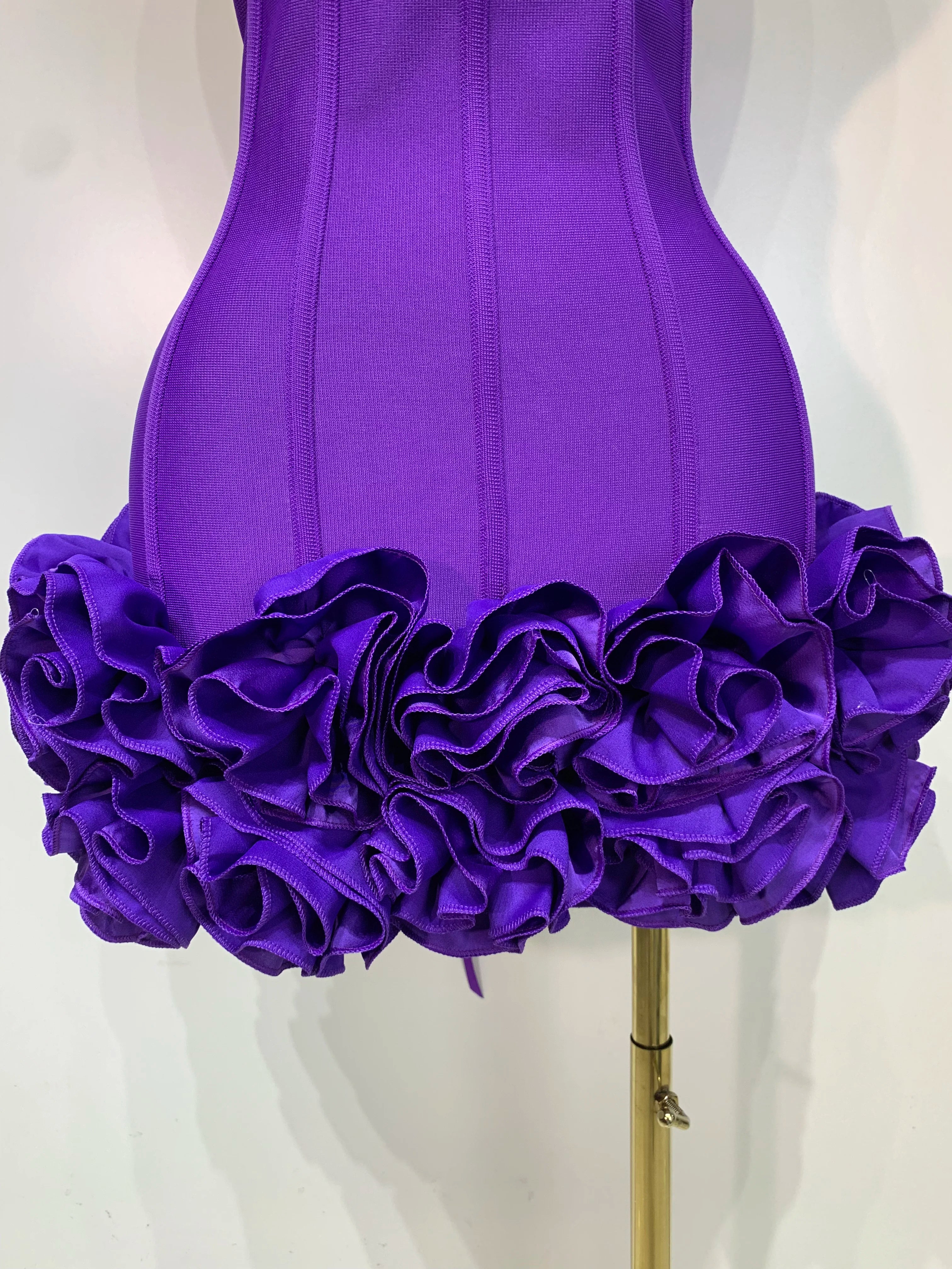 Flower Embellished Strapless Bandage Mini Dress — Backless Bodycon Celebrity Party Dress