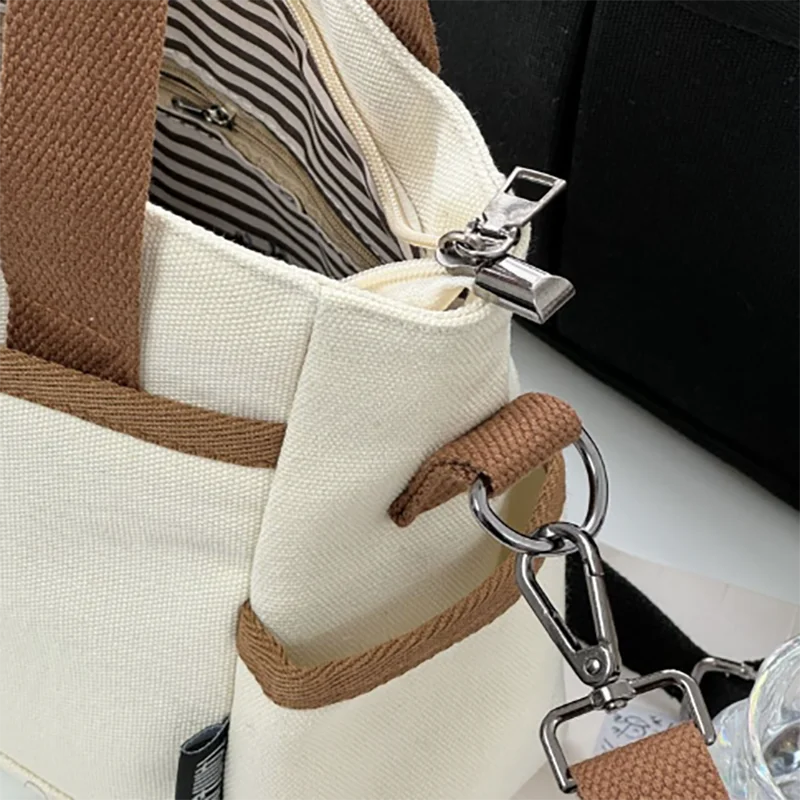 Multi-Pocket Canvas Tote Shoulder Bag – Large Capacity Commuter Shopping Handbag for Women
