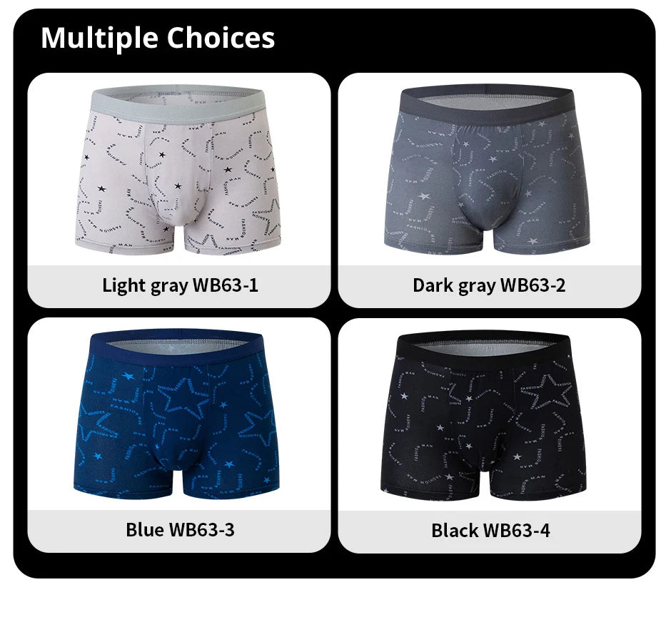 Men's Printed Fashion Swim Trunks & Underwear Pack — 4/5 Piece Boyshort Set Plus Size