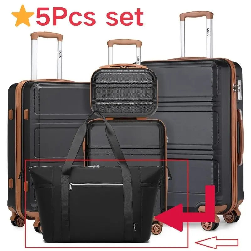 KONO 4/5/6-Piece Hardshell Luggage Set with Toiletry Bag — TSA Lock Spinner Wheels Travel Suitcase