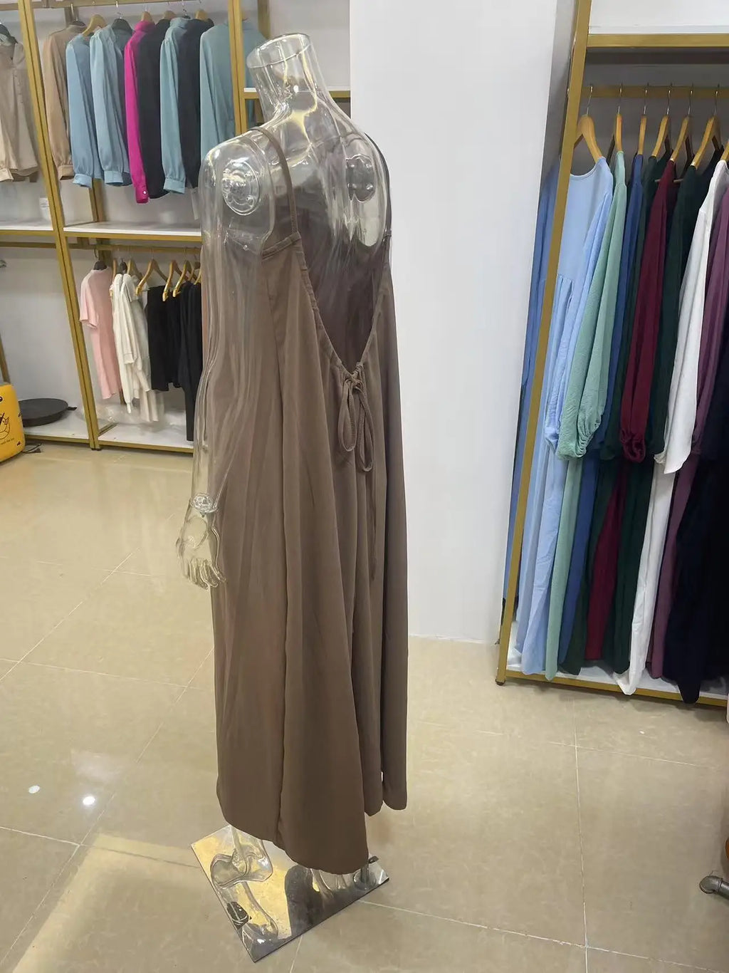 Women's Strapless Backless Loose Maxi Dress – Comfortable Sleepwear & Casual Home Dress