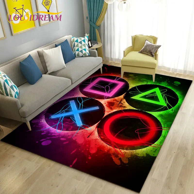 3D Cartoon Gamer Game Controller Area Rug,Carpet Rug for Living Room Bedroom Sofa Doormat Decoration,Kid Play Non-slip Floor Mat