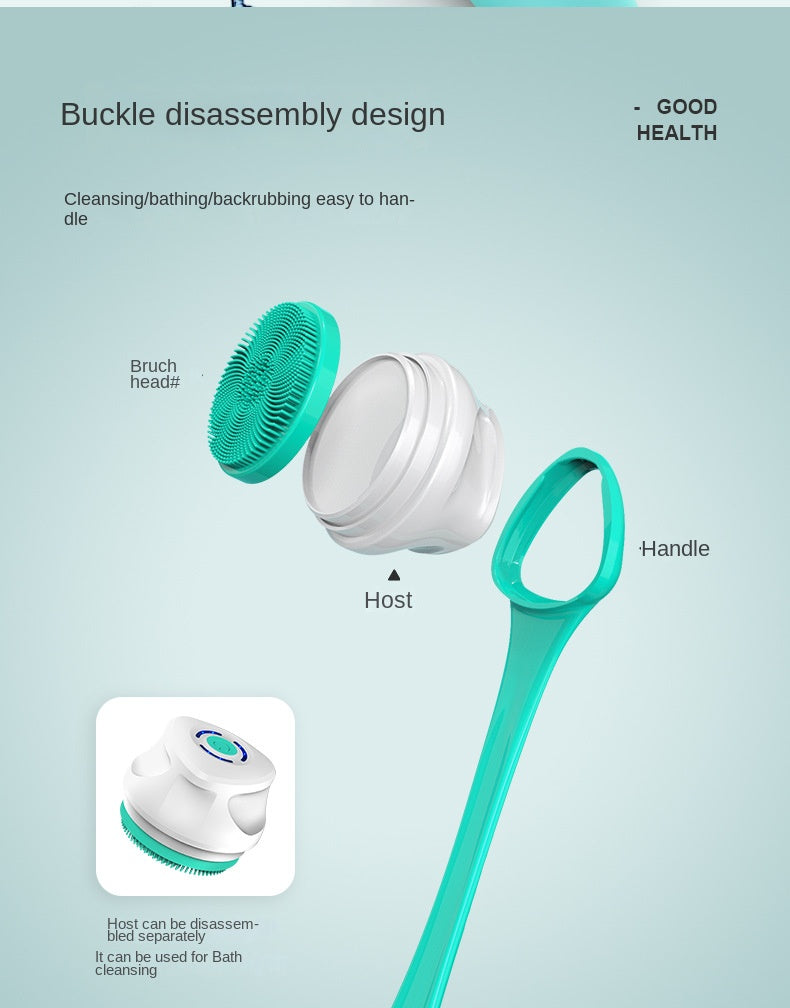 Silicone Electric Body Scrubber – IPX7 Waterproof Cordless Shower Brush with Back Massage & Exfoliating Heads