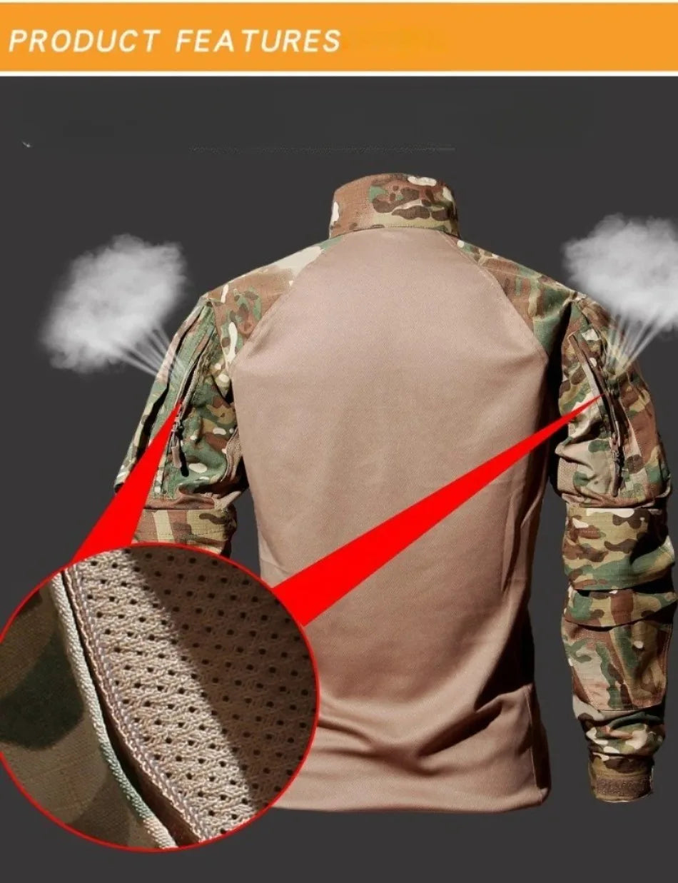 Men's Tactical Camo Combat 2-Piece Set – Waterproof Quick-Dry Hunting Training Suit