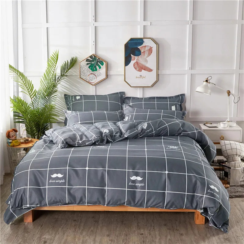 Cartoon Print Duvet Cover Set – Skin-Friendly 400TC Polyester, 3-Piece with 2 Pillowcases, 20 Designs & 4 Sizes