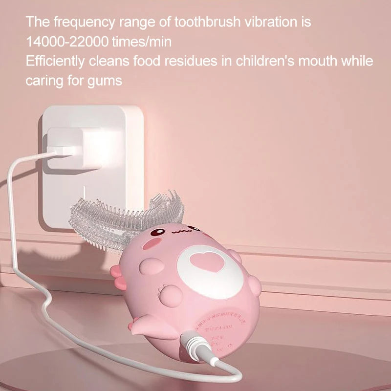 BALASHOV Kids U-Shaped Electric Toothbrush – 360 Sonic, IPX7, Food-Grade Silicone, 15-Day Battery