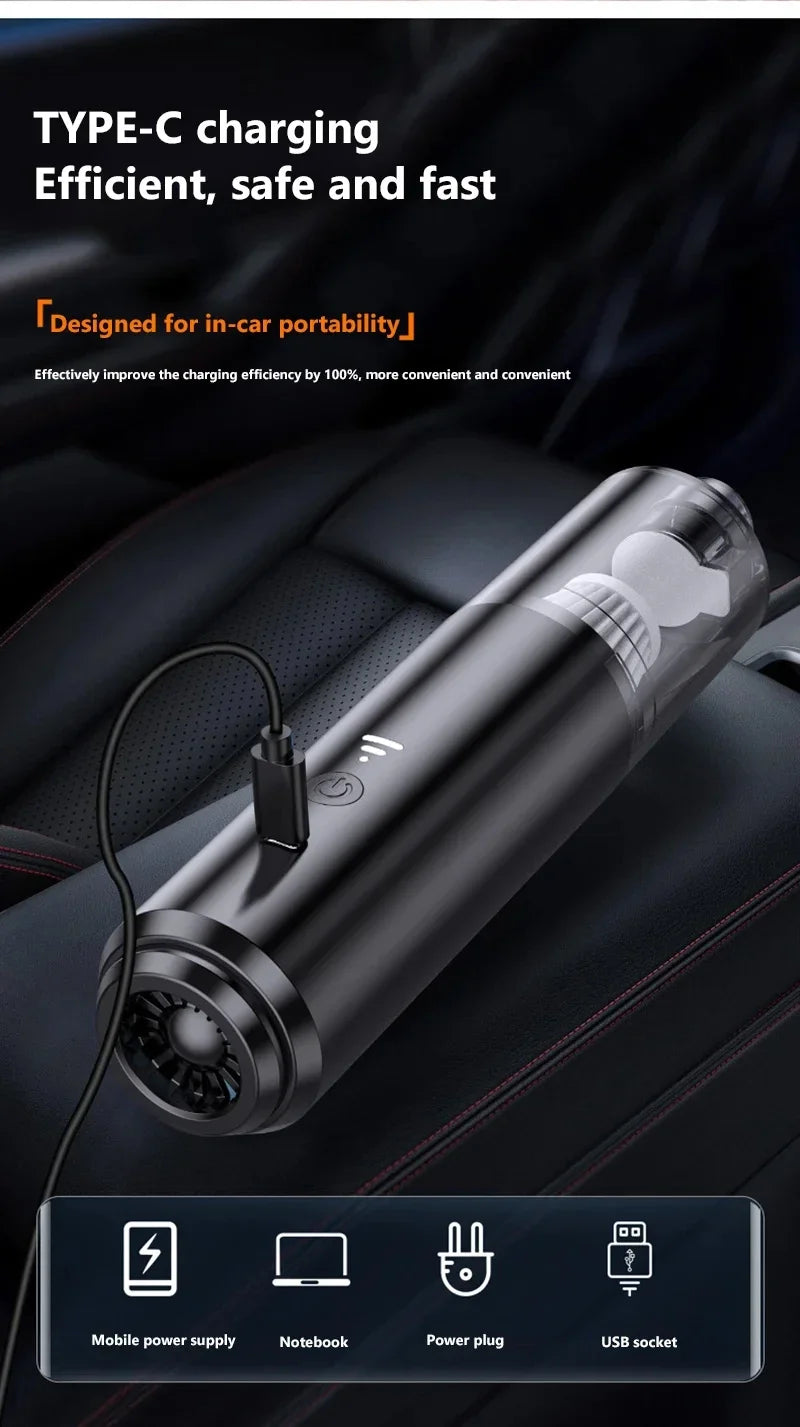 Cordless Mini Car Vacuum Cleaner – White Handheld