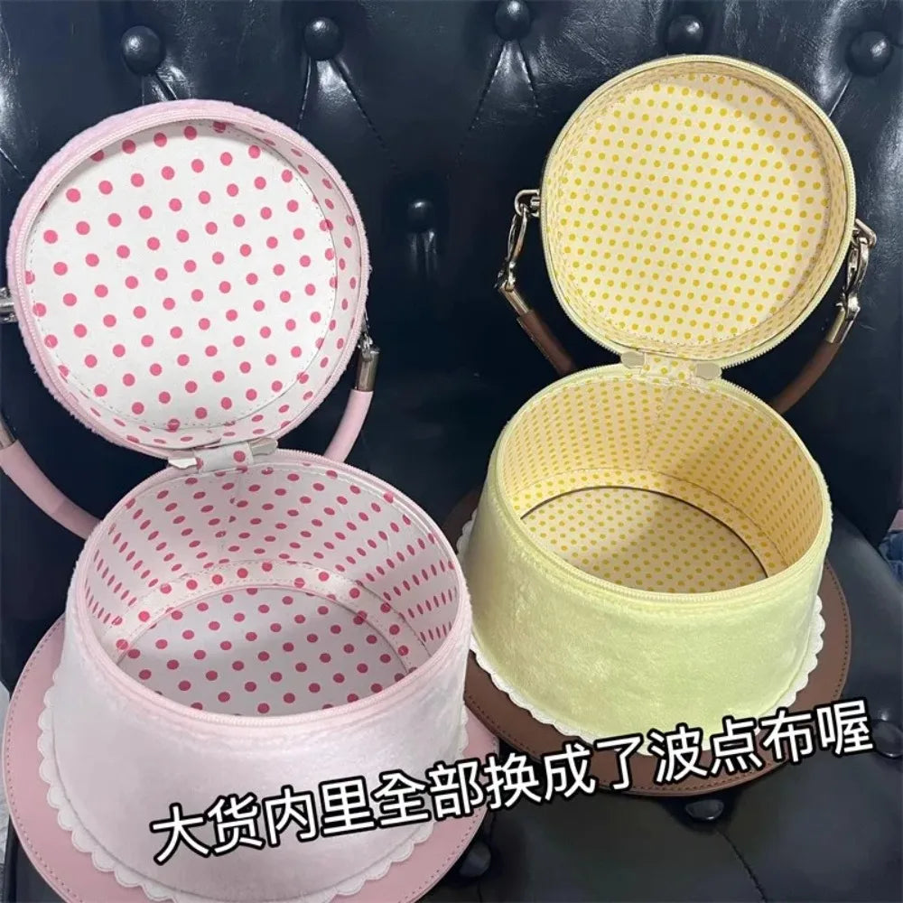 miyagawa Lolita Cake Bucket Bag – Sweet Kawaii Patchwork Handbag for Women & Teen Girls