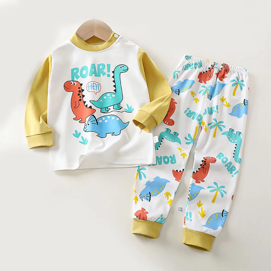 Kids' Unisex Cotton Cartoon Pajama Set | Soft Warm Sleepwear for Boys & Girls