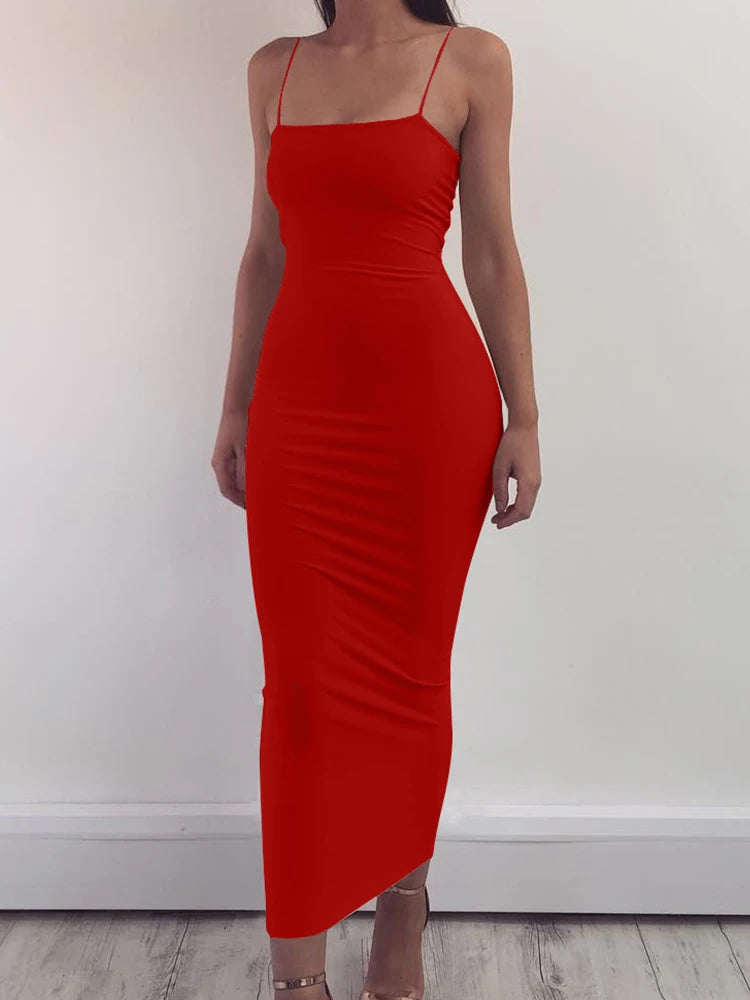 Backless Sling Maxi Dress — High Elastic Sleeveless Club Suspender Dress