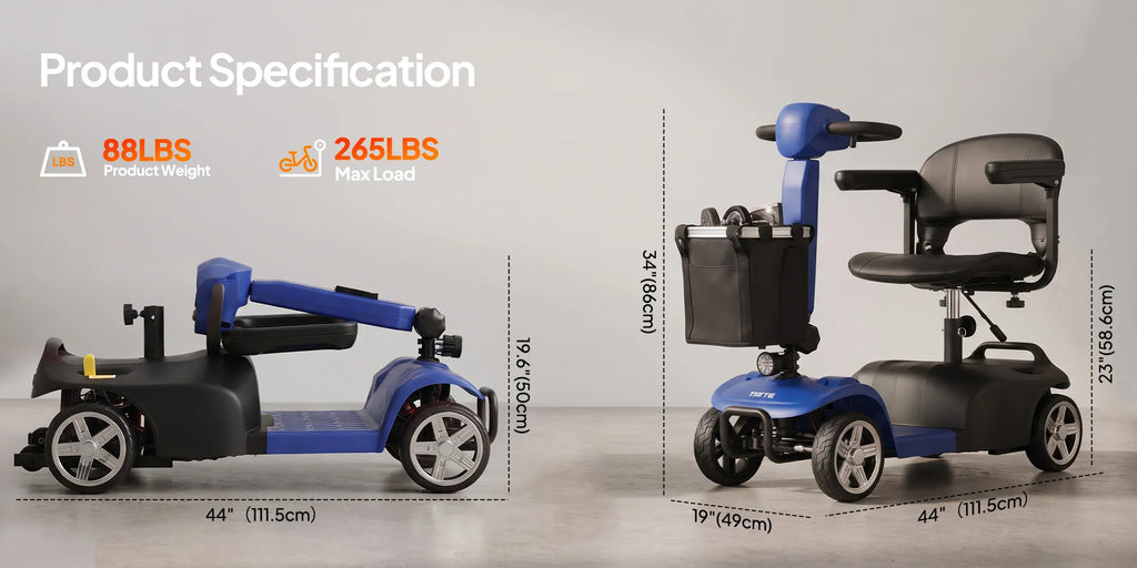 Foldable 4-Wheel Mobility Scooter – 250W, 10-Mile Range