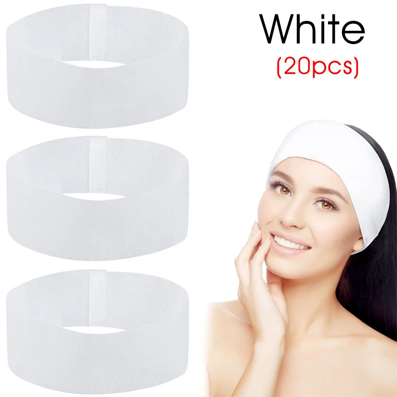 Disposable Spa Facial Headbands — Soft Non-Woven Skincare Bands (10/50/100 Pack)