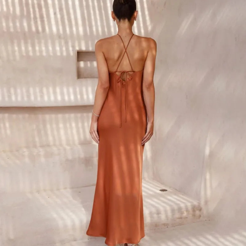 Sleeveless Backless Slim Maxi Party Dress — Sexy Solid Temperament Formal Dress
