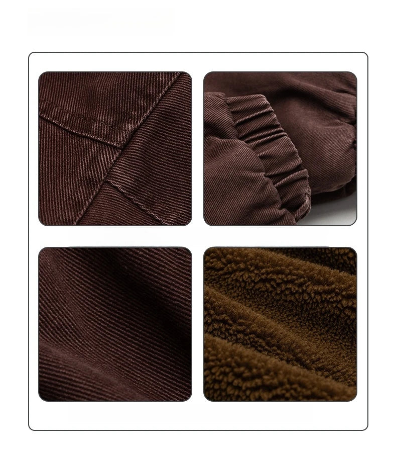 Men's Vintage Polar Fleece Jacket — Korean Streetwear Loose Warm Coat
