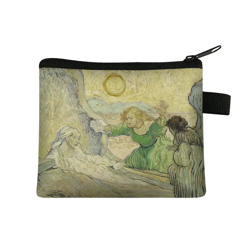 Vintage Oil Painting Floral Coin Purse Mini Clutch Wallet – Bohemian Nylon Organizer Wallet for Women