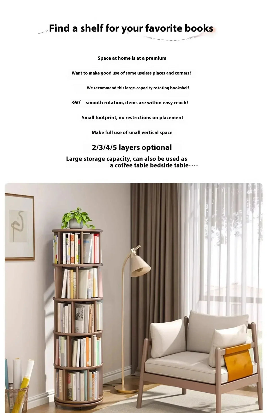 Vintage Rotating Bookcase – Compact Wooden Miniature House Display Shelf