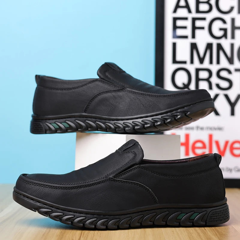 Men's Split Leather Slip-On Loafers