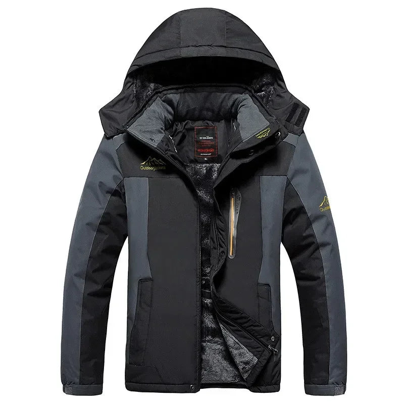 Men's Thick Waterproof Hooded Parka – Plus Size Military Fleece Jacket up to 9XL