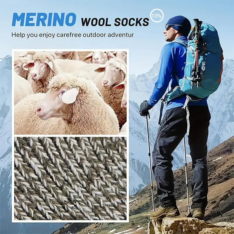Cotton-Blend Winter Hiking Socks, 5 Pairs