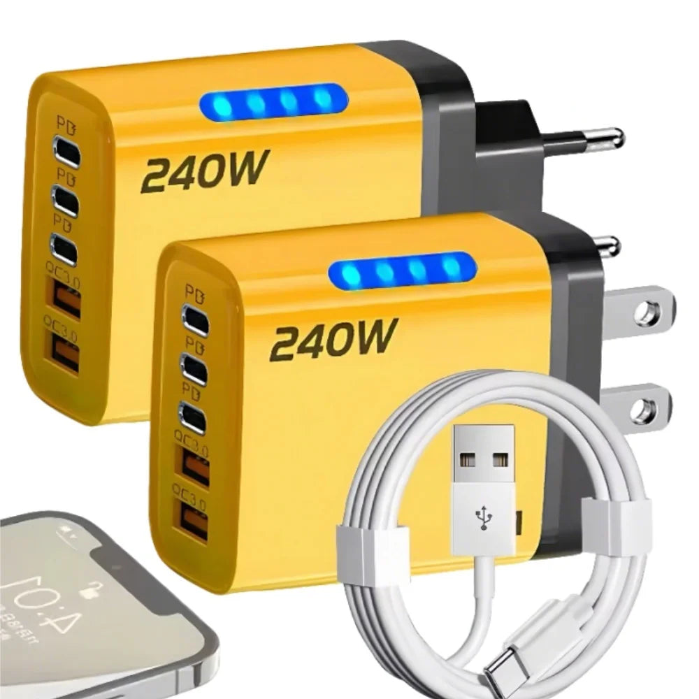 5-in-1 GaN Desktop Charger 240W — Multi-Port Fast Charging Station for All Devices