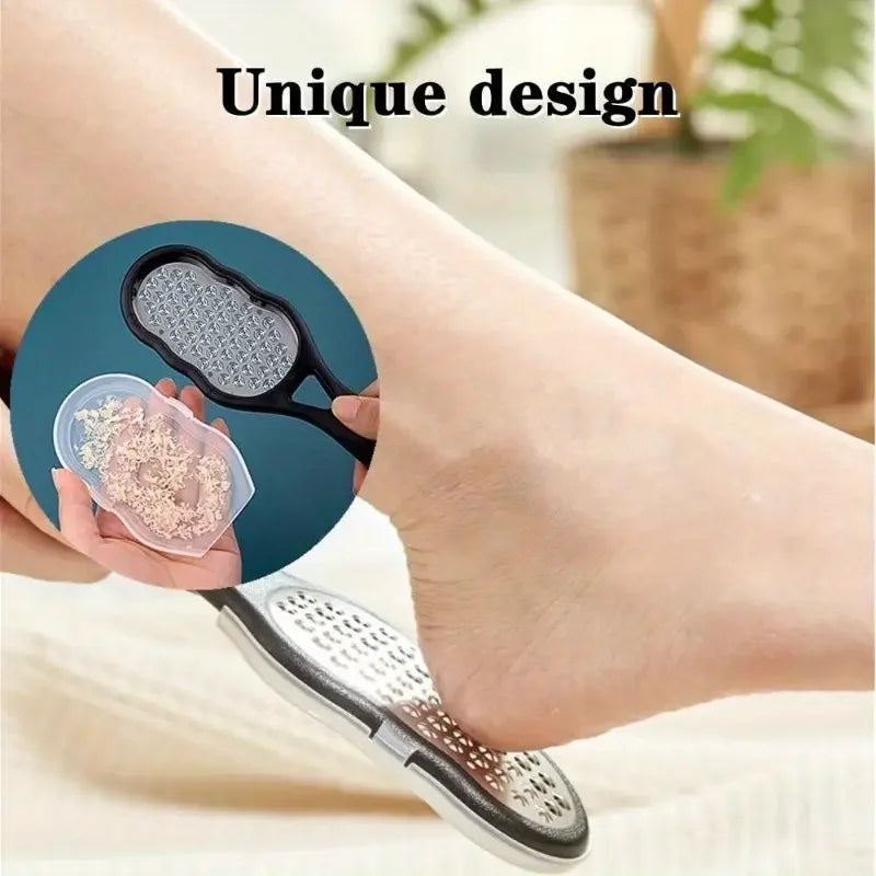 Salon-Smooth Feet at Home — Stainless Steel Foot File | Coarse & Fine Grit, Anti-Splash Ergonomic Design, Durable Home Pedicure Tool