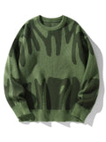 Men's Jacquard Contrast Color Pullover Sweater — Textured Knitwear