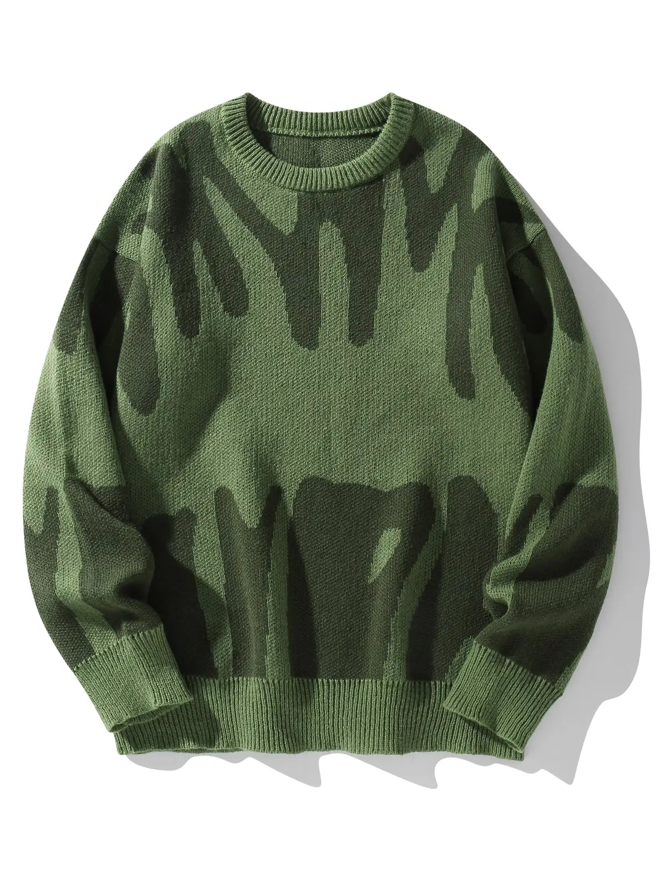 Men's Jacquard Contrast Color Pullover Sweater — Textured Knitwear