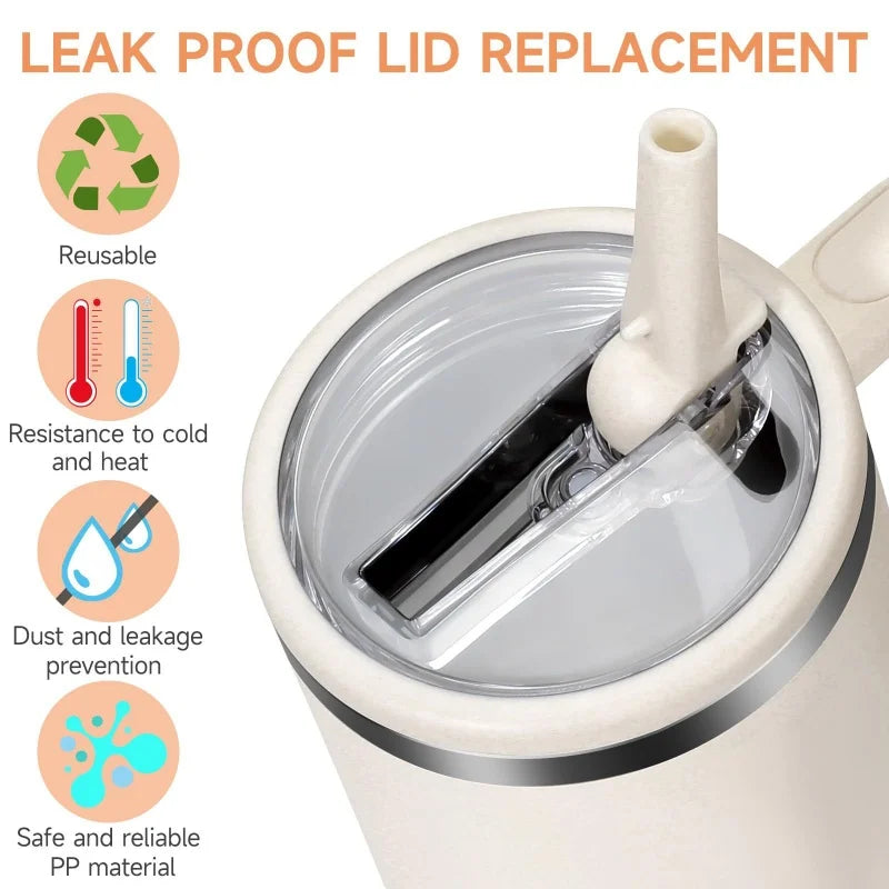 40oz Flip Straw Replacement Lid for Stanley 2.0 Tumbler – Leak-Proof Lid with Straw & Cleaning Brush