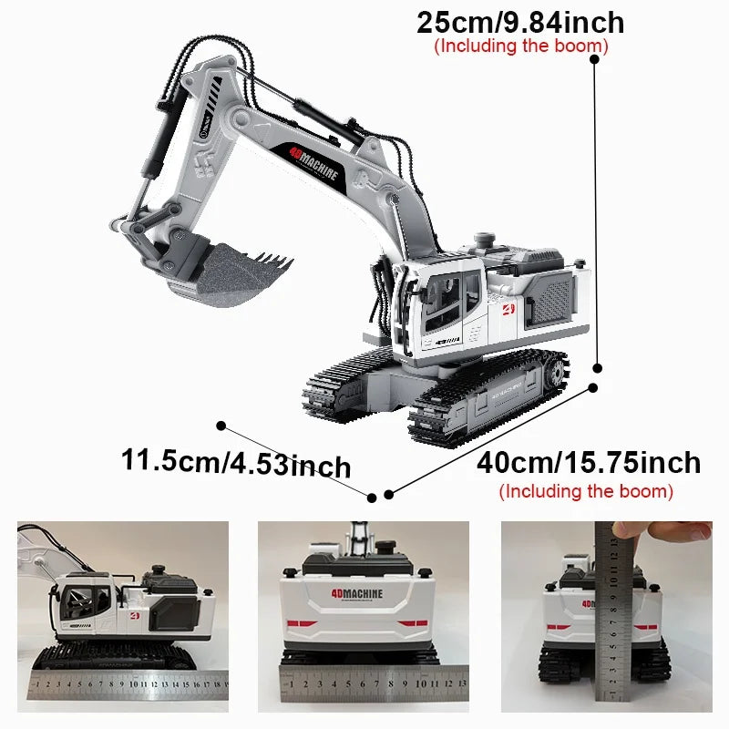 14-Channel 3-in-1 RC Excavator with Mist Spray – Alloy Remote Control Construction Truck