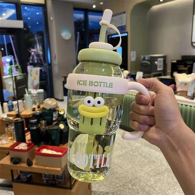 1100ml Cute Aesthetic Water Bottle with Straw & Tea Infuser – Large Capacity BPA-Free PC Cup for Women, Outdoor & Travel