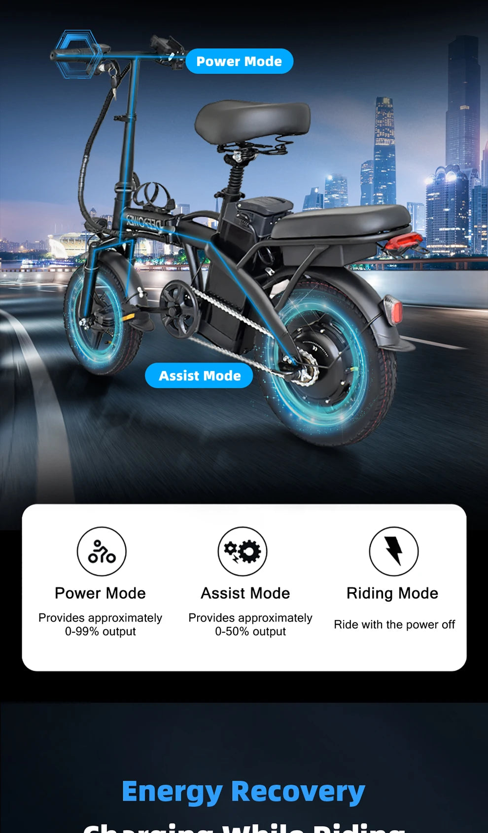 K100 400W Foldable Electric Bike — 48V 14-Inch