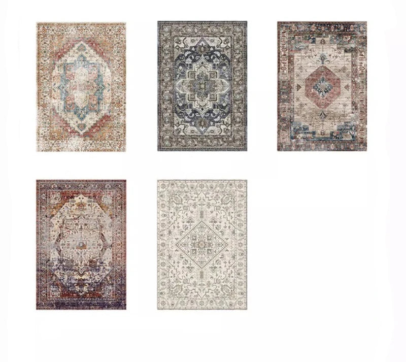 American Retro Style Large Area Rug – Anti-Slip Washable Carpet for Living Room & Bedroom