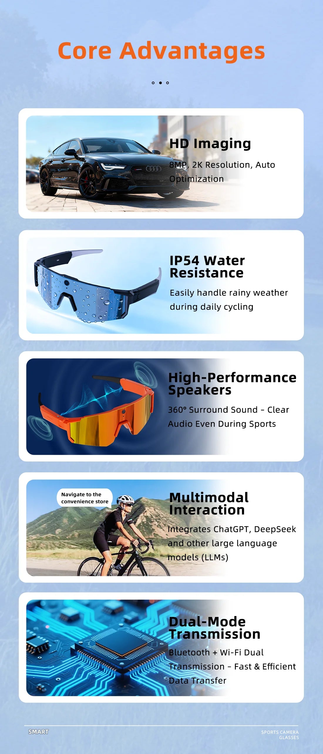 Break Every Language Barrier — AI Voice Translate Smart Glasses | 1200P HD Camera, Bluetooth 5.3, Anti-Shake & Polarized Lens