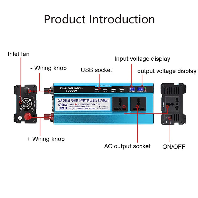5000W Solar Panel Kit – Modified Sine Wave 12V to 220V System with 30A Charge Controller