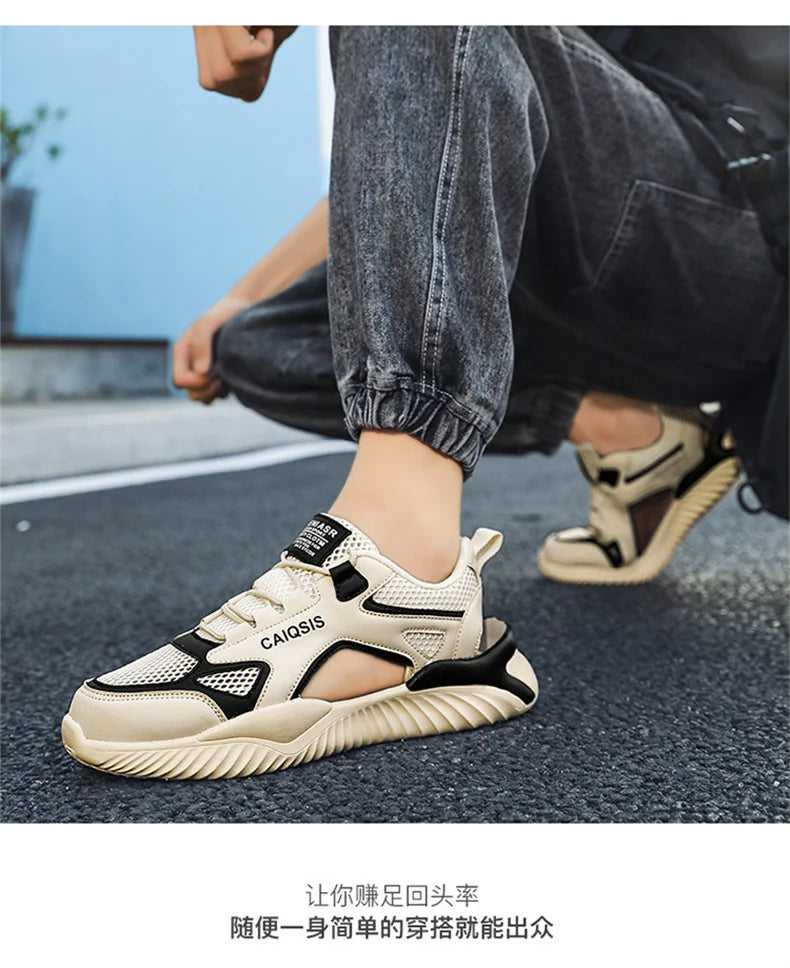 Breathable Mesh Lace-Up Sandals
