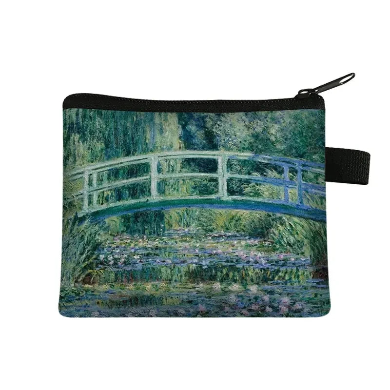 Vintage Oil Painting Floral Coin Purse Mini Clutch Wallet – Bohemian Nylon Organizer Wallet for Women