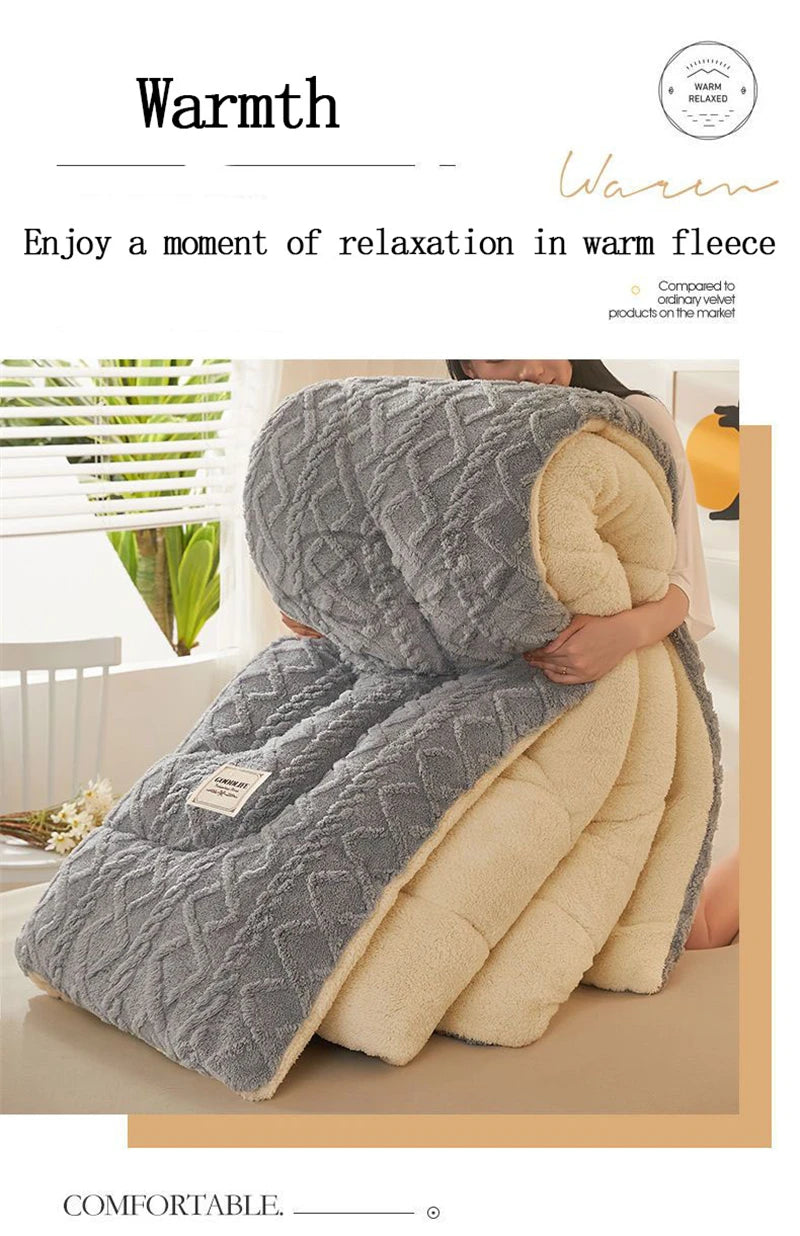 Thick Plush Bed Blanket – Faux Lamb Fleece Winter Comfort