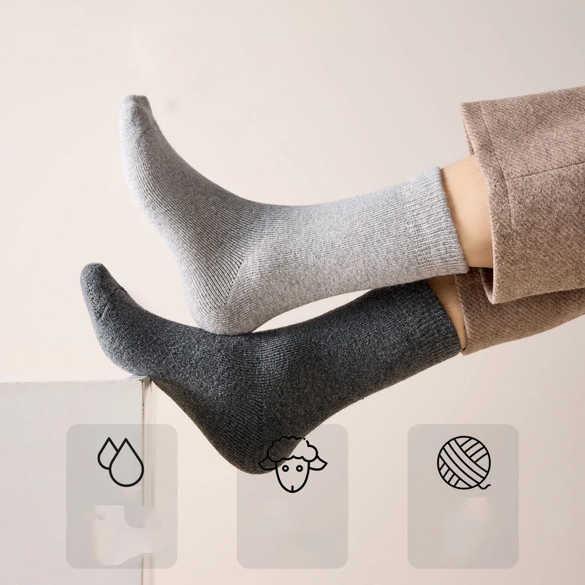 Men's Wool-Blend Winter Socks, 5 Pairs