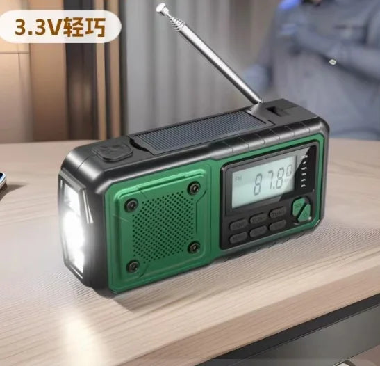 Emergency Hand Crank Solar Radio – 5000mAh AM/FM/NOAA Weather Alert, 4-Way Powered Digital Display