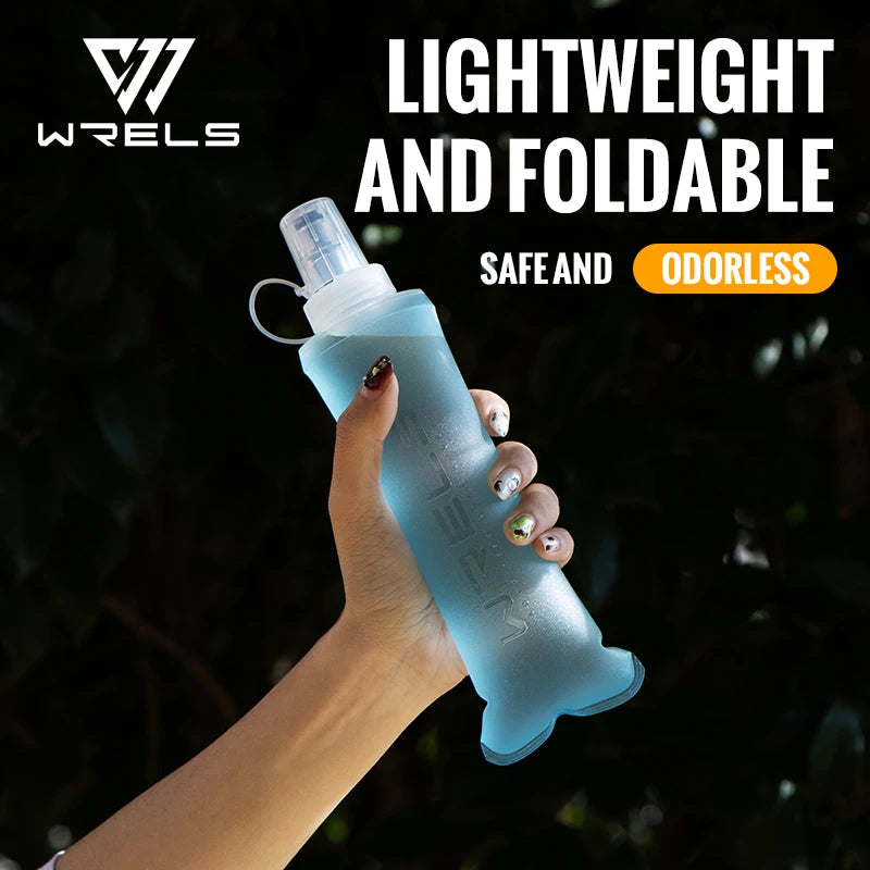 WRELS Collapsible Soft Flask Water Bottle – BPA-Free TPU Foldable Running Bottle for Hiking, Camping & Travel, 150/250/500ml
