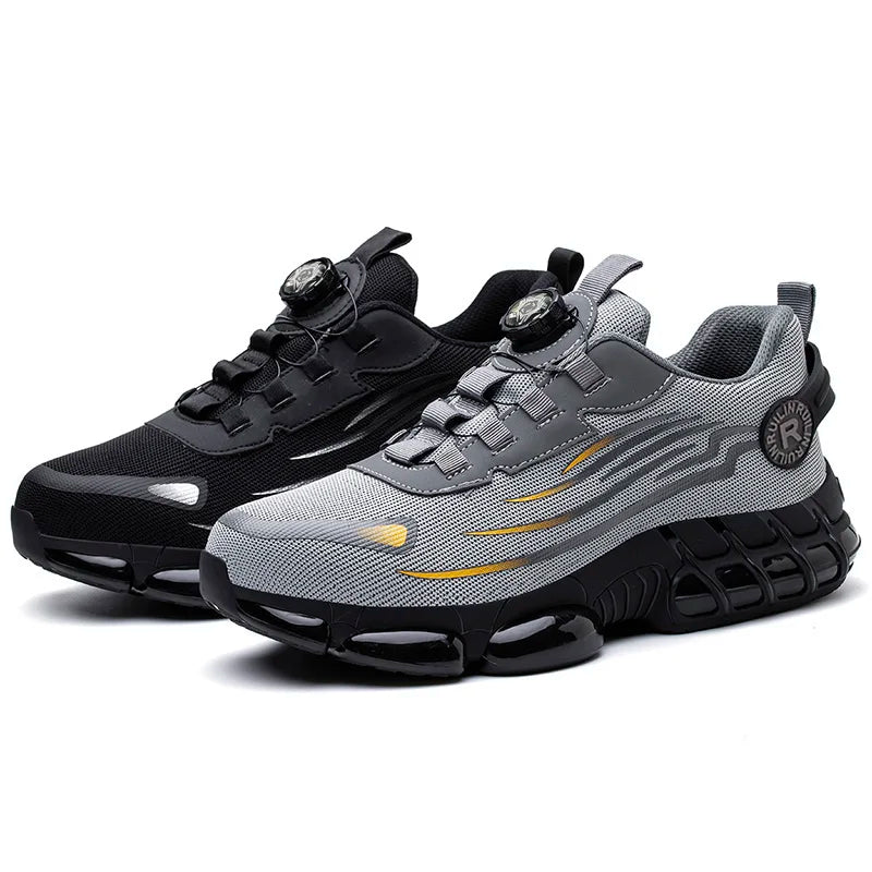 Men's Air Mesh Button-Closure Work Shoes