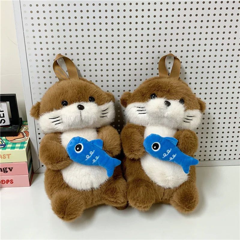 Otter Plush Backpack – Cute Stuffed Animal Bag for Kids & Girls